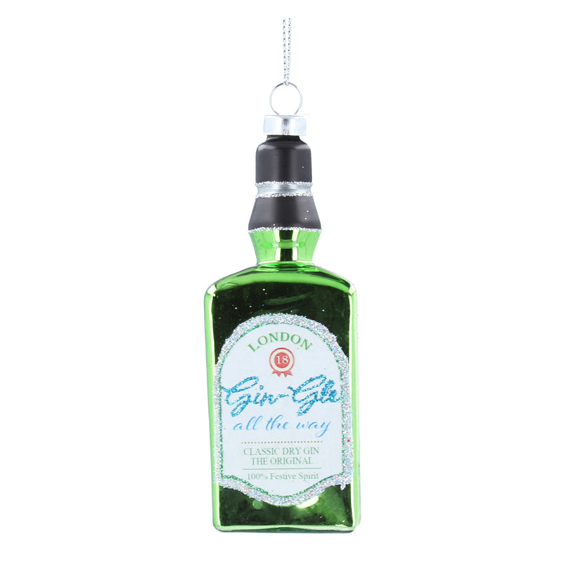 Glass Dec - Green Gin Bottle w Confetti