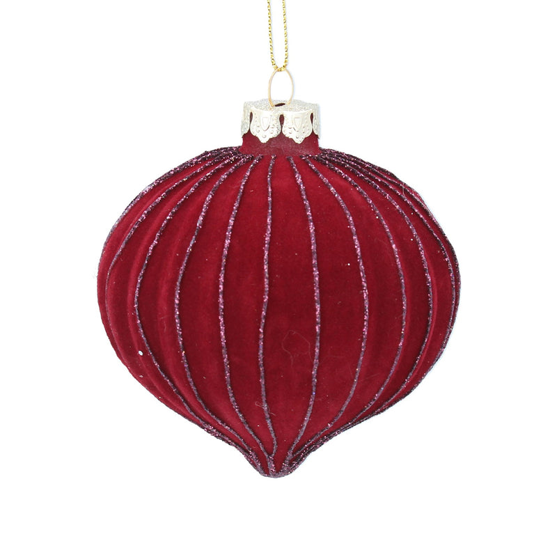 Burgundy Flock and Glitter Ogee