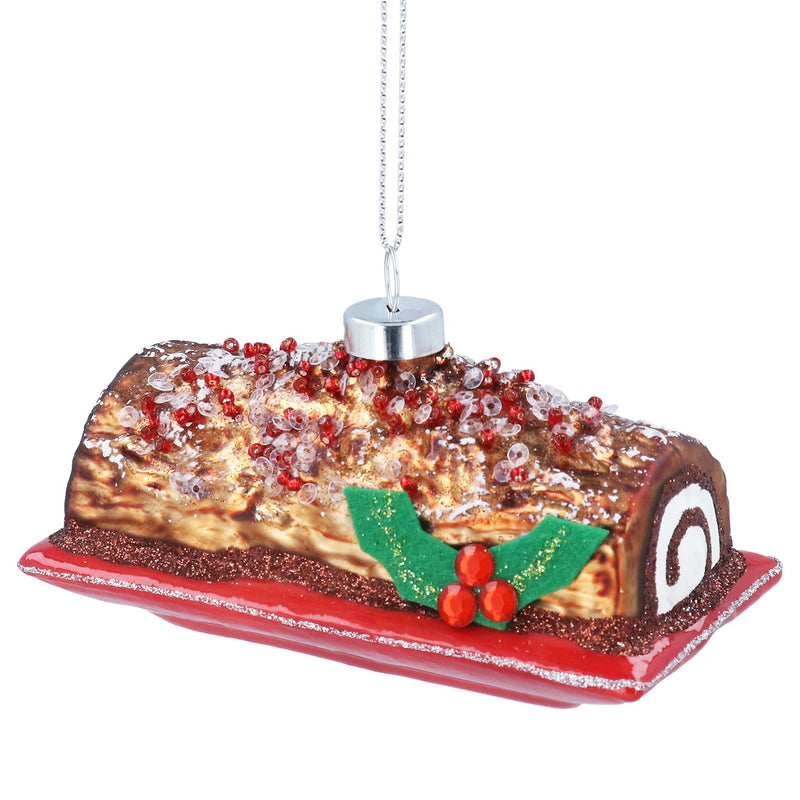 Glass Yule Log Decoration