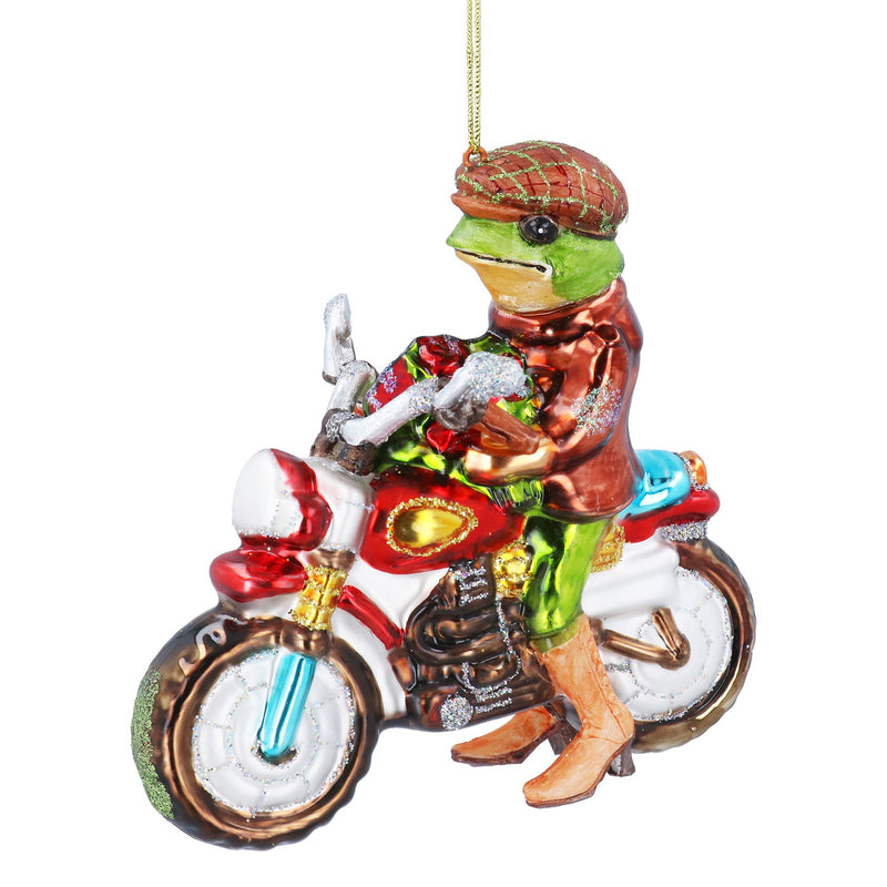 Dressed Glass Frog on Motorcycle Decoration