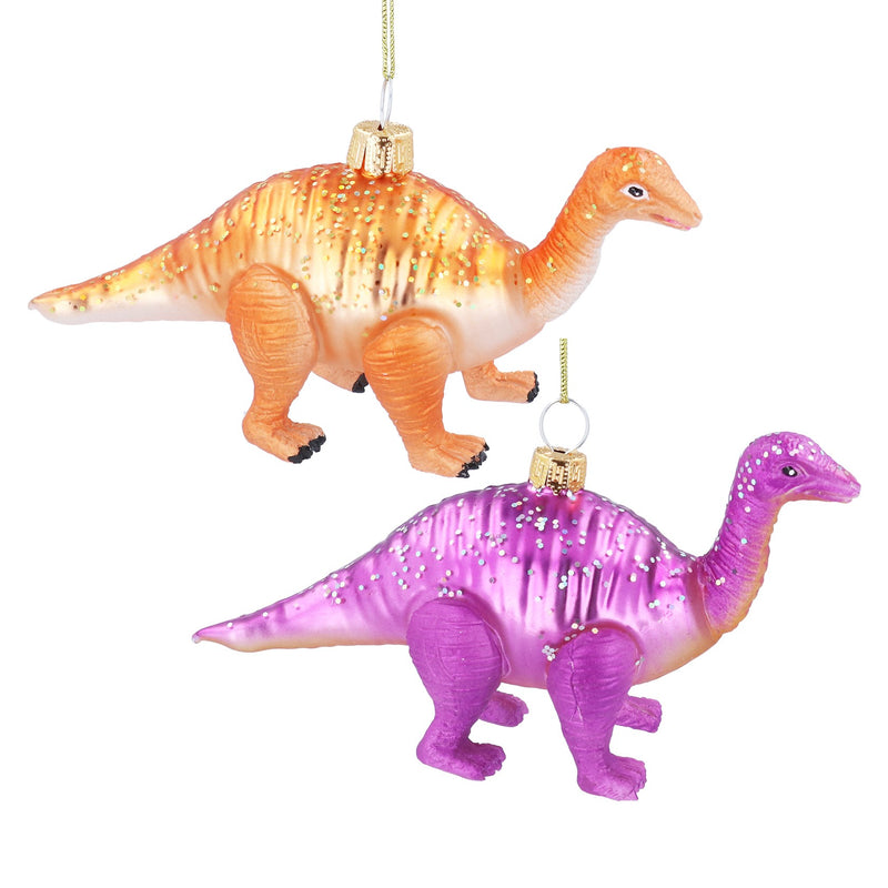 Glass Orange or Fuchsia Dinosaur Decoration
