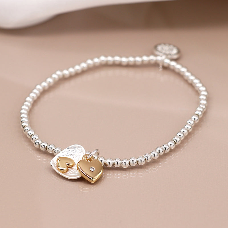 Double heart Silver and Gold Bracelet