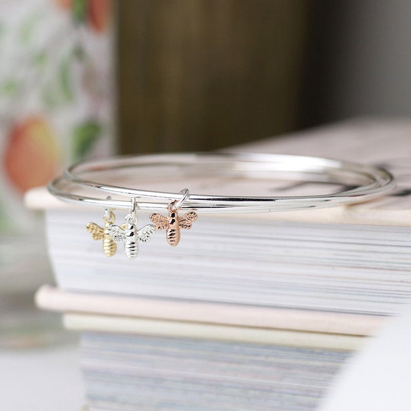 Triple mixed bees bangle set