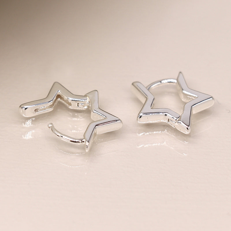 Silver plated star sleeper earrings