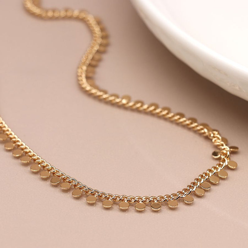 Golden multi disc and chain necklace