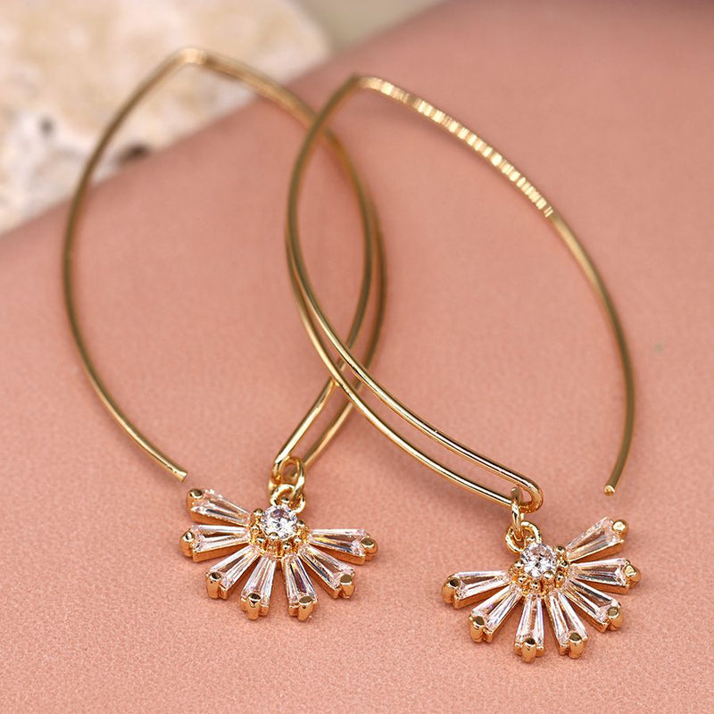 Golden marquis wire crystal deco fan earrings