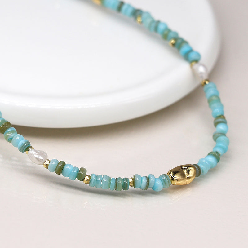 Turquoise Aqua Bead Necklace