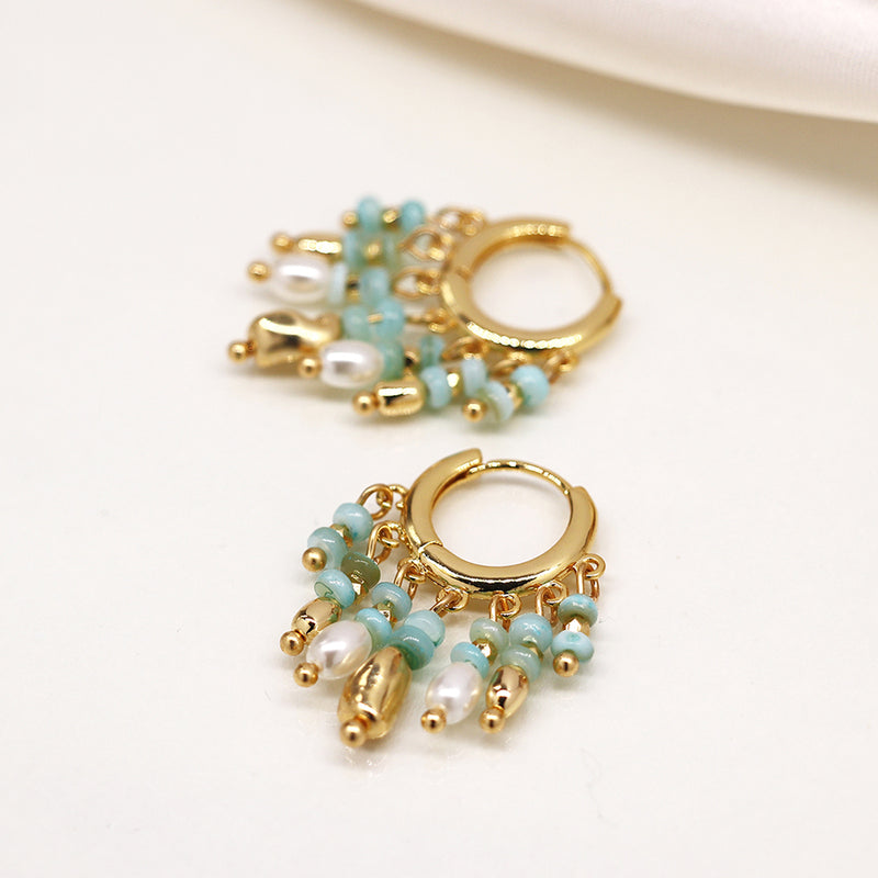 Aqua Beaded Earrings