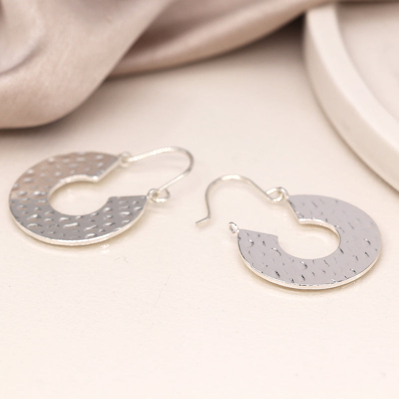 Silver plated hammered earrings
