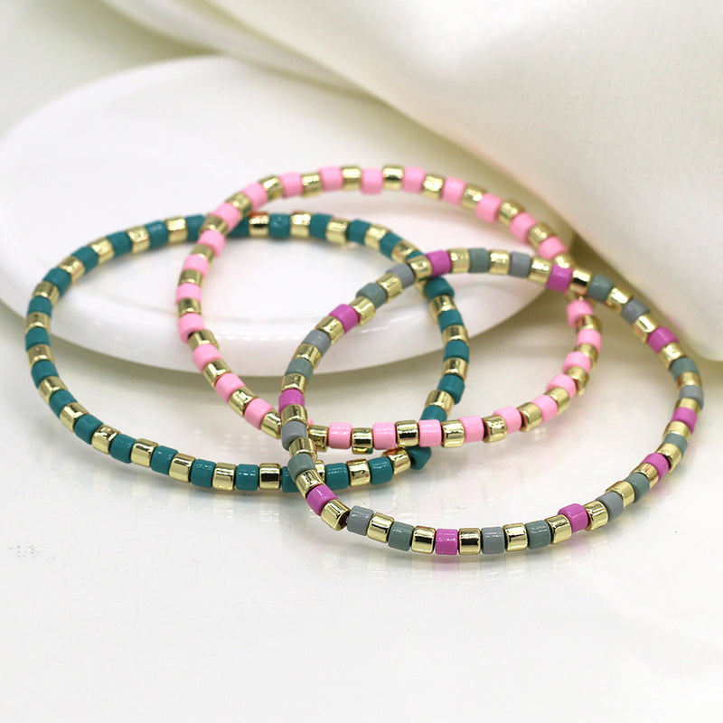Muti Pastel Three Beaded Bracelet Set