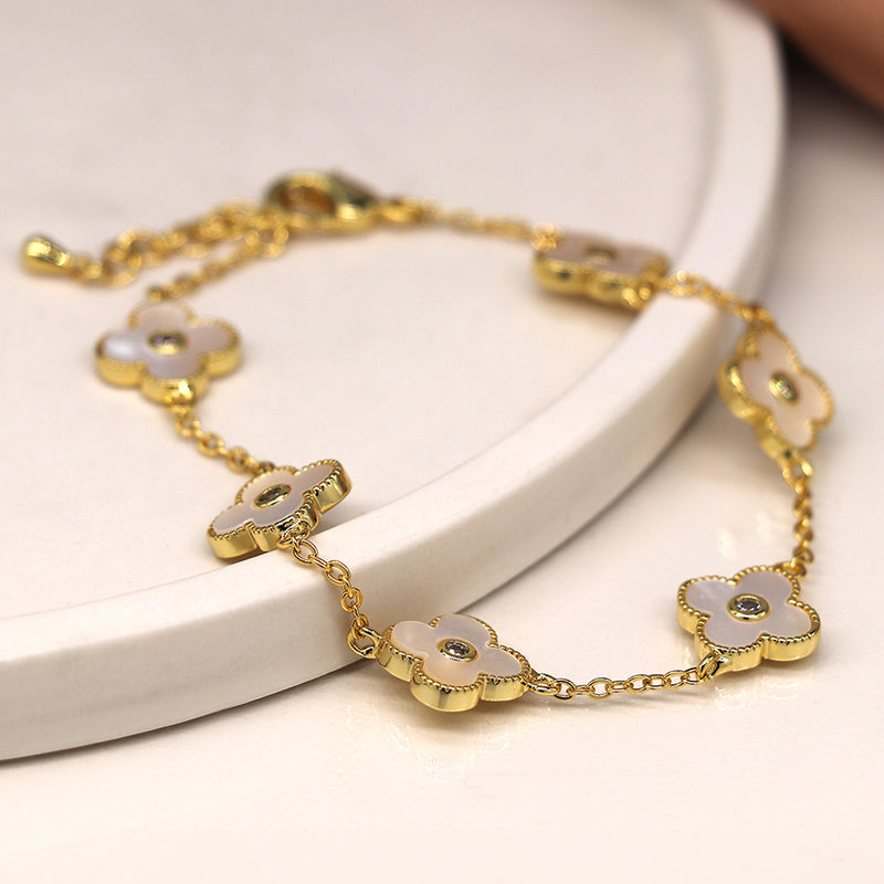 Gold Quarter Foil with Cyrtal Centre Bracelet