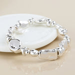 Silver plated mixed organic bead necklace