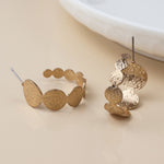 BRUSHED TEXTURED FAUX GOLD PLATED DISCS C POST EARRINGS