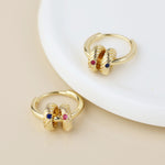 FAUX GOLD PLATED CRYSTAL RING CREOLE HOOP EARRINGS