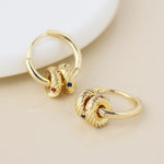 FAUX GOLD PLATED CRYSTAL RING CREOLE HOOP EARRINGS