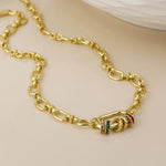 CHROMA LINK NECKLACE-FAUX GOLD PLATED