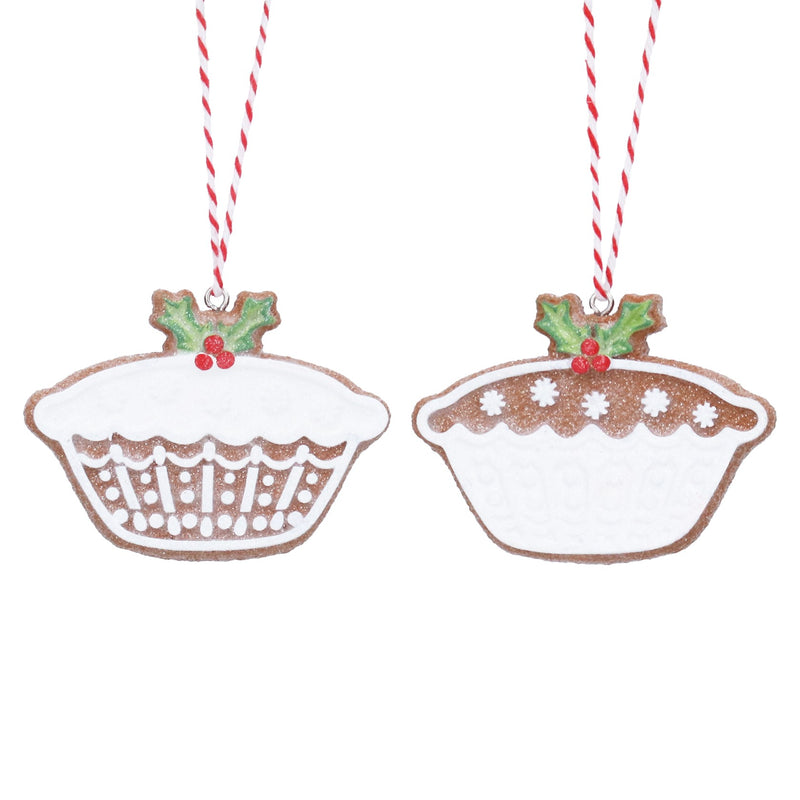 Resin Gingerbread Mince Pie with Holly Decoration