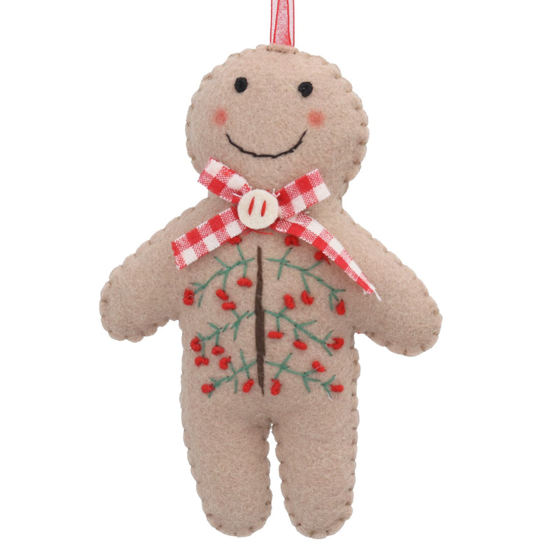 Mixed Wool Gingerbread Man Decoration