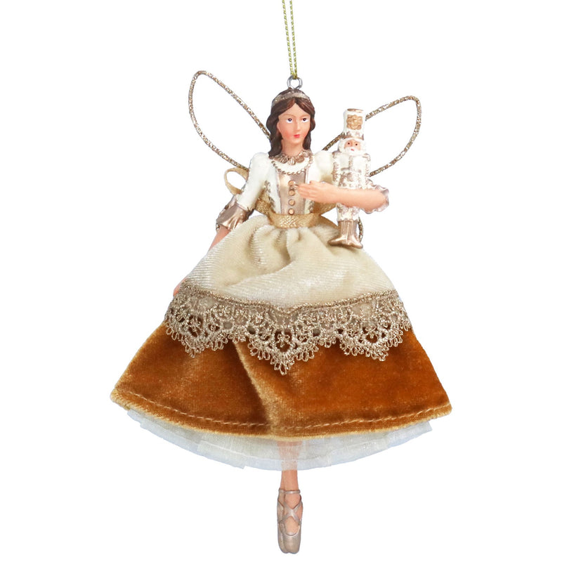 Cream & Gold Resin and Fabric Nutcracker Fairy