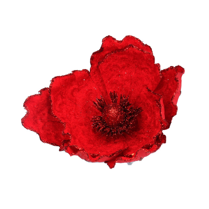 Clip Red Fabric Magnolia Flower