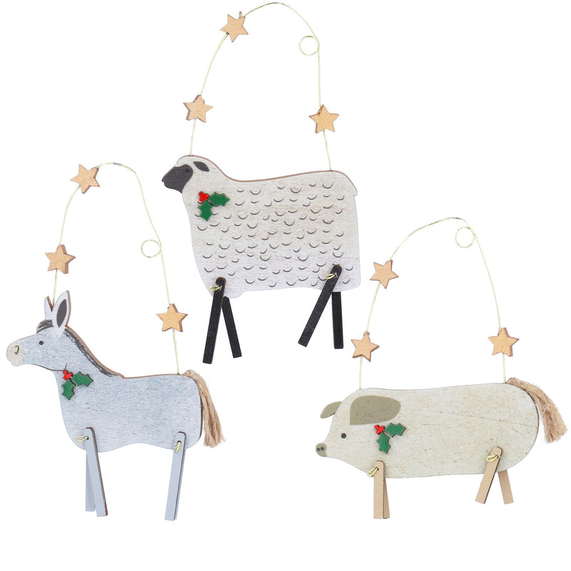 Wood Donkey Sheep or Pig Decoration