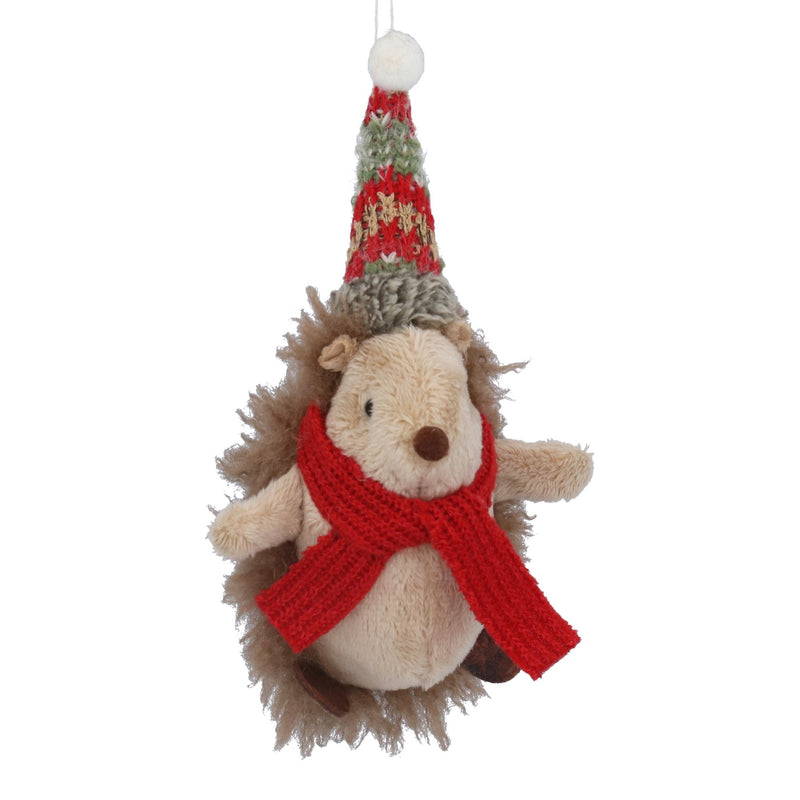 Fabric Hedgehog with Hat and Scarf Decoration