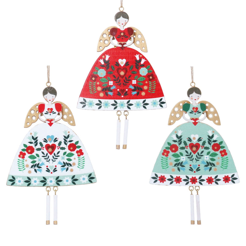 Alpine Angels with Dangling Legs Wood Decoration