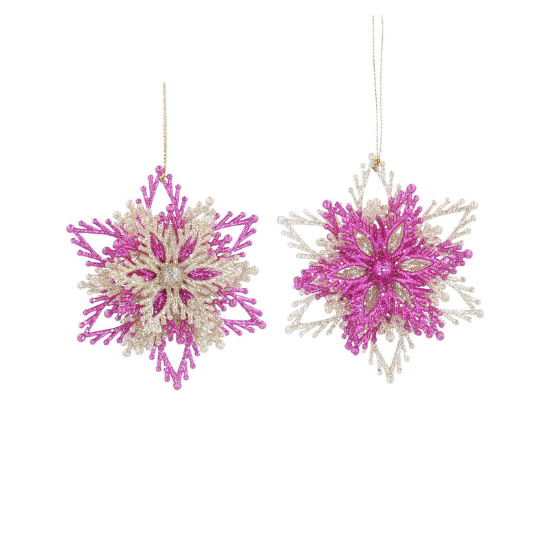 Fuchsia & Gold Snowflake Tree decoration