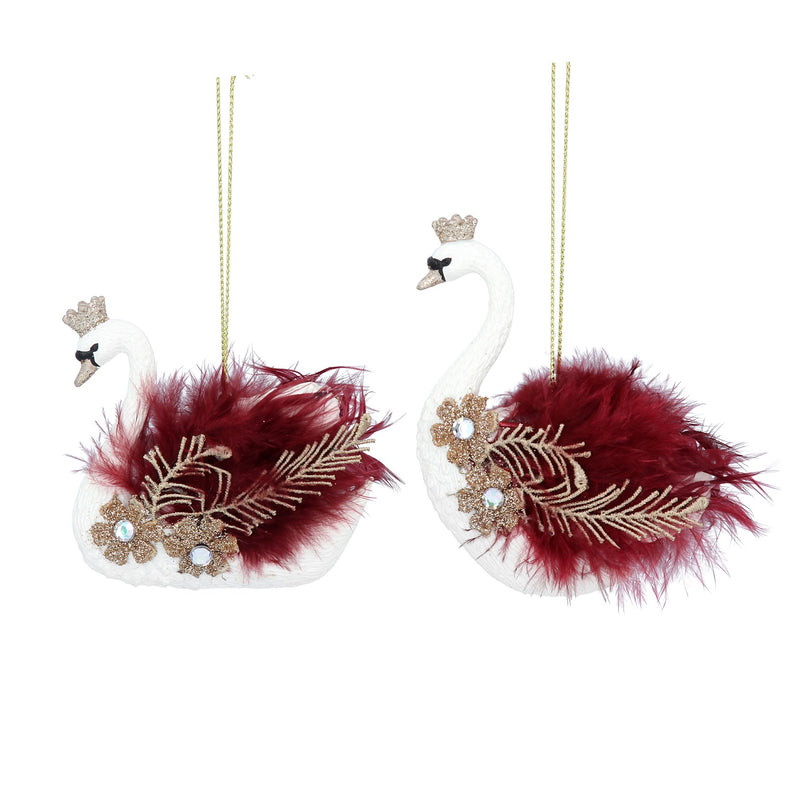 Cream and Burgundy Feather Swan