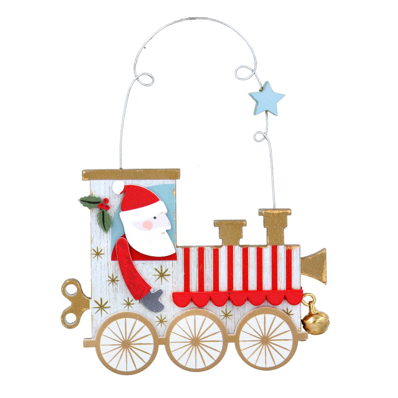 Wooden Santa in Train Decoration