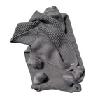 Grey Knitted Scarf with Pom Pom
