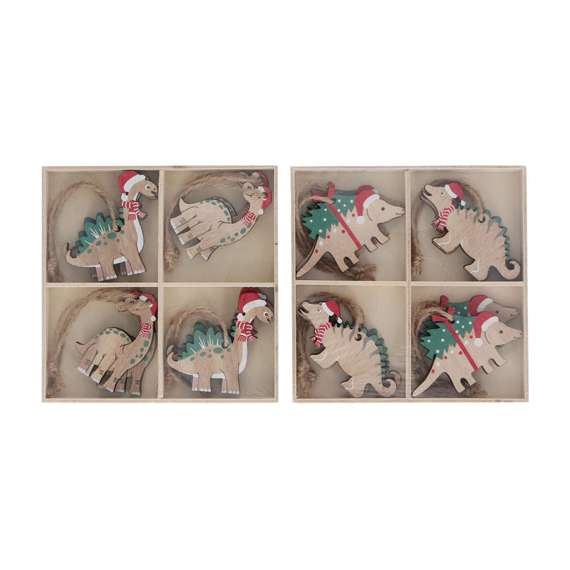 Wood Dinosaur Decoration Box of 8