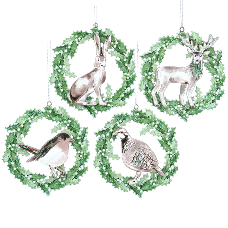 Wooden Animals and Birds in Wreath Decoration