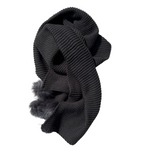 Grey Knitted Scarf with Pom Pom