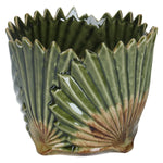 Green Ceramic Fan Leaf Plant Pot