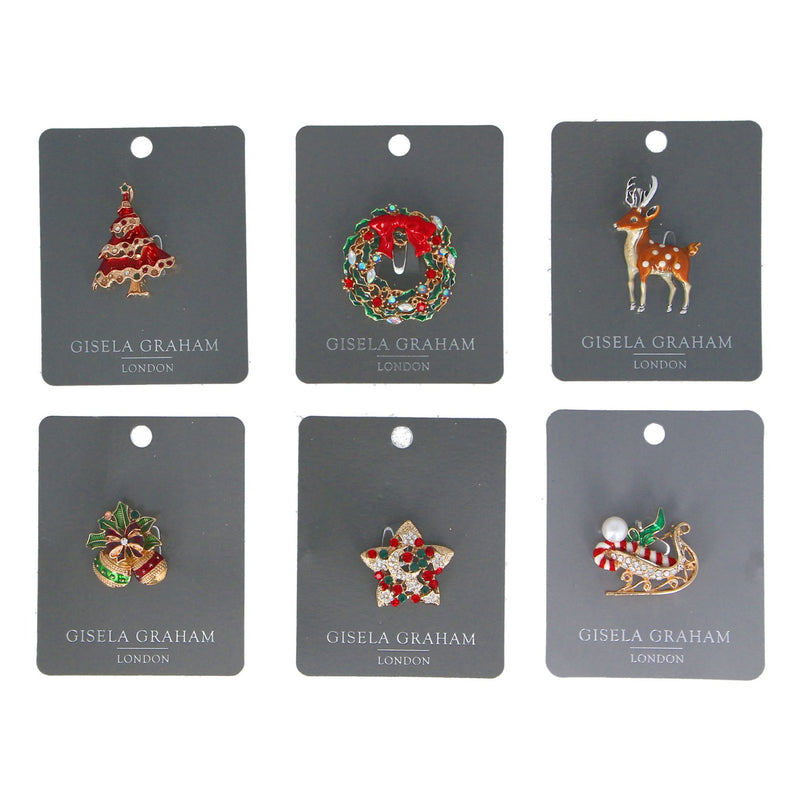 Diamante Metal Christmas Brooch