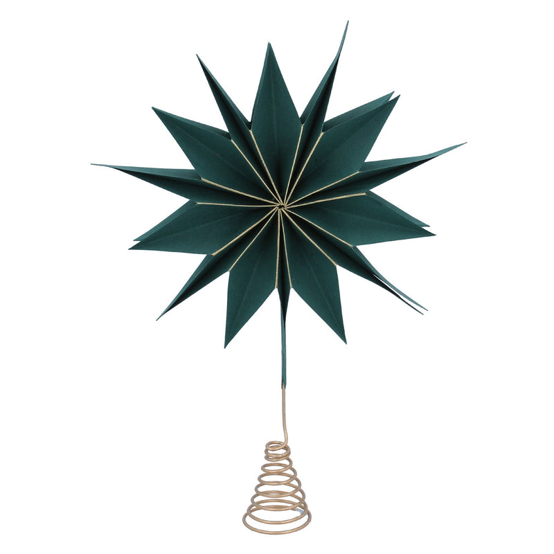 Green Paper Tree Topper Star on Wire Frame
