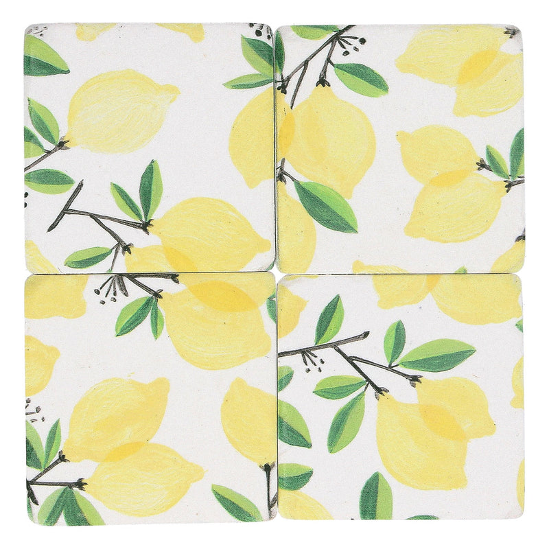 Resin Coaster 10cm, 4 ass - Lemon Tree