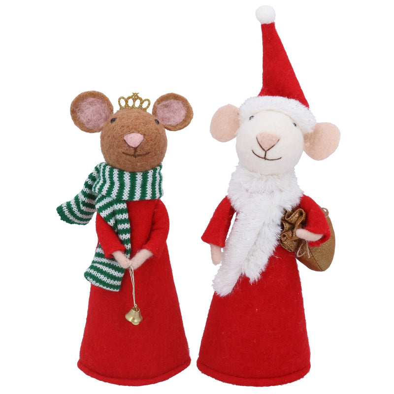 Mixed Wool Brown and White Mouse Tree Topper