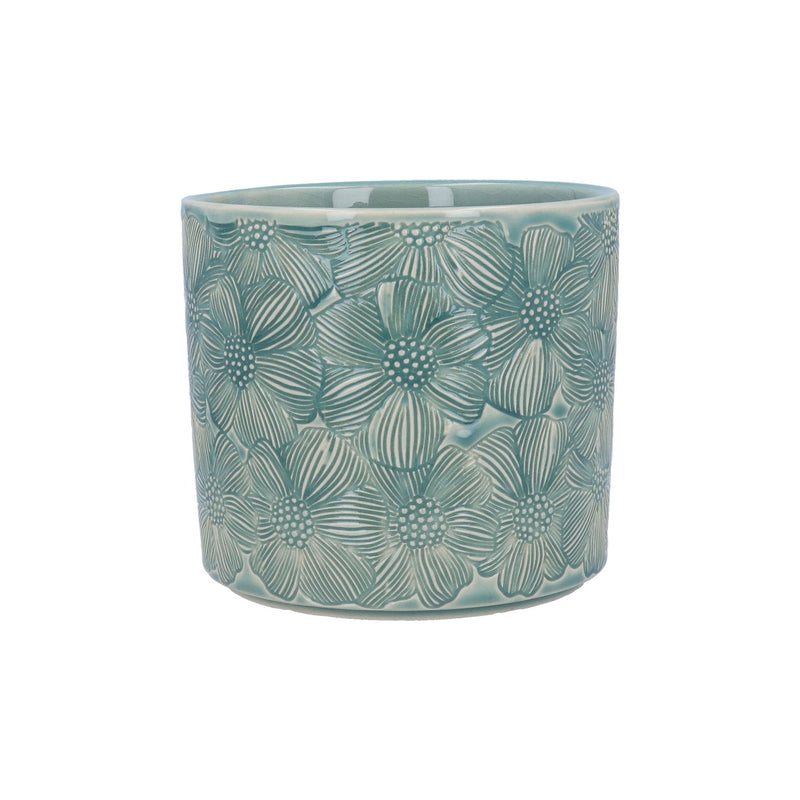 Stoneware Pot Cover 14cm - Blue Cosmos