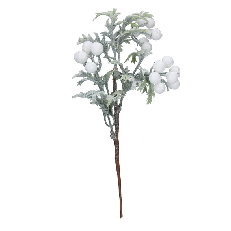 Snowy White Berry and Leaf Pick