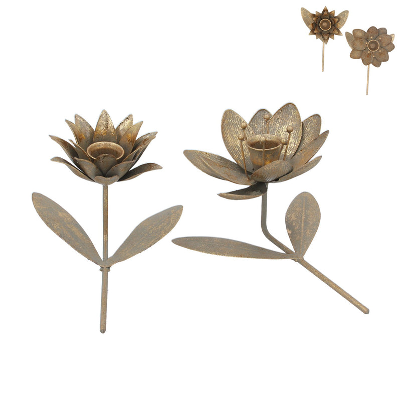 4Metal Gold Flower Candleholder