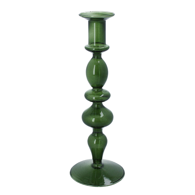 Dark Green Piped Taper Candle Holder, Lge