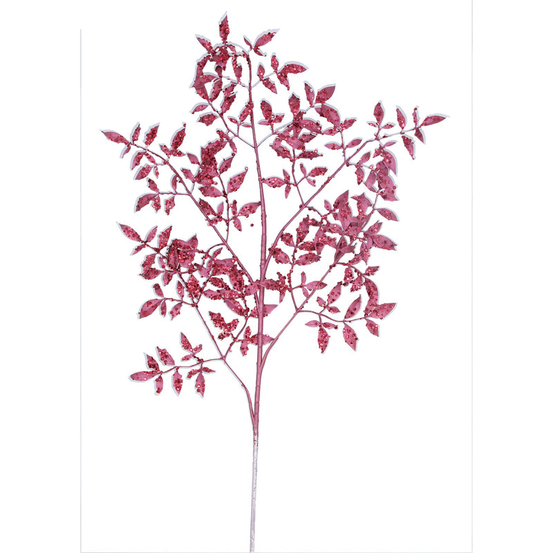 Burgundy Glitter Leaf Spray