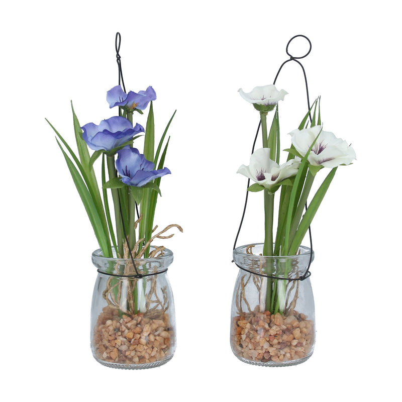 Glass Orn 22cm - Viola in Hanging Jar, 2as