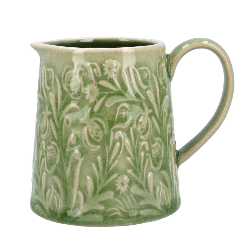 Stoneware Mini Jug 7cm - Green Country Flowers