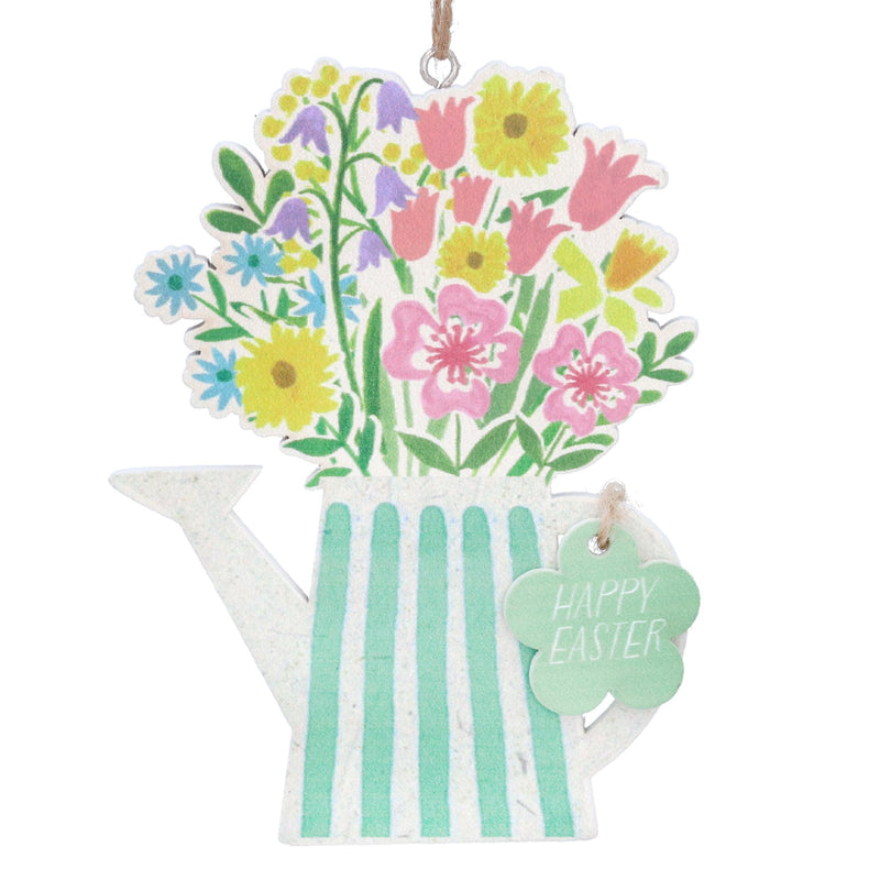 Wood Dec 11cm - Pastel Meadow Flowers in 'Happy Easter' Vase