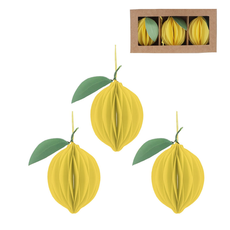 Box/3 Paper Dec 16cm - Honeycomb Lemon
