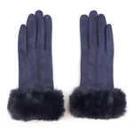 Faux Suade Gloves with Faux Fur Cuff
