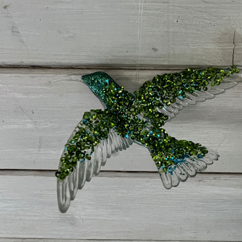 Clear resin flying hummingbird tree decoration